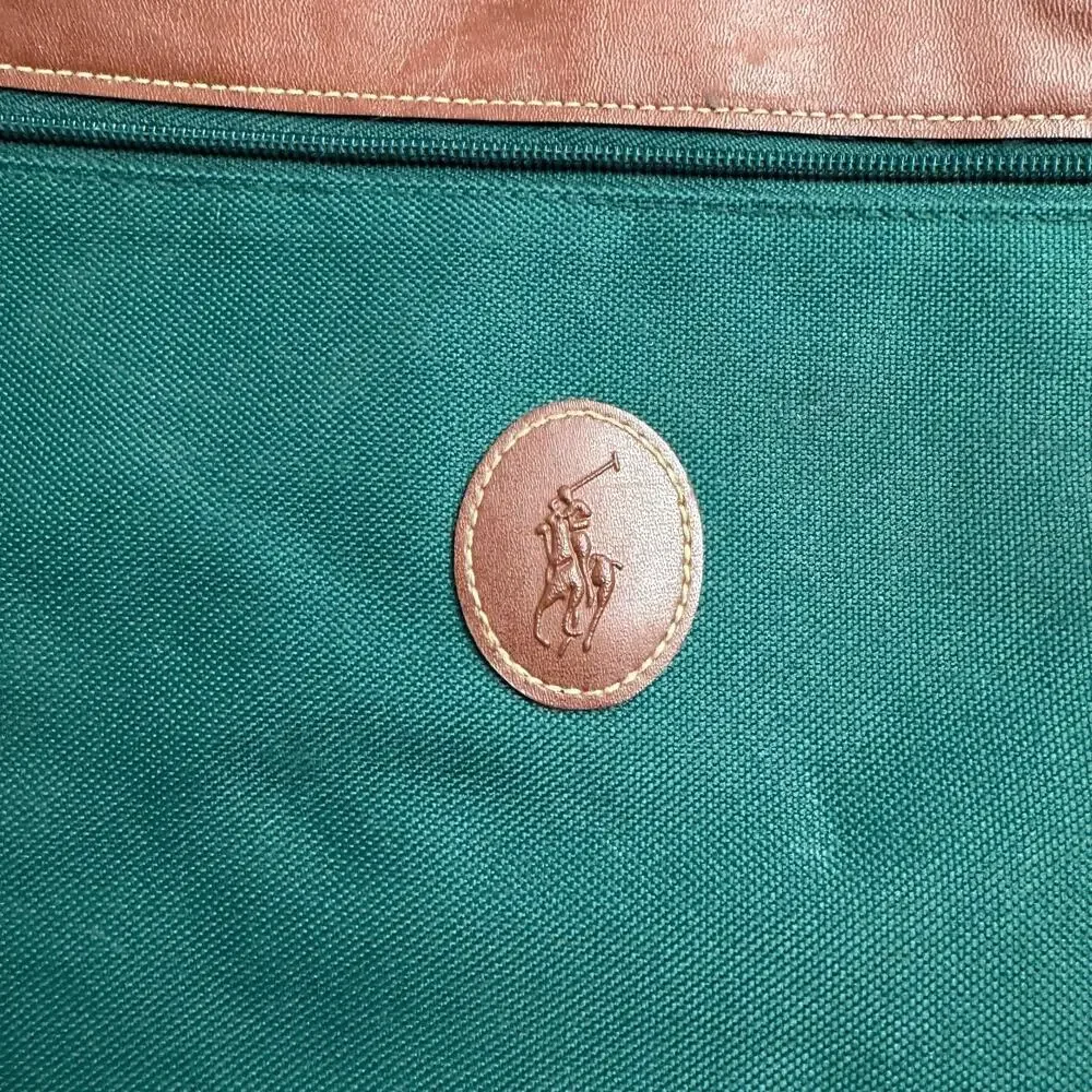 Vintage Ralph Lauren Green Travel Duffel Bag Weekender Carry On Shoulder Bag